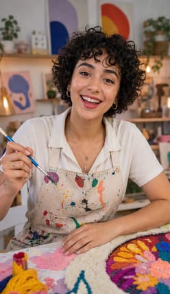 Fictional creator recording a craft video